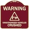 Signmission Warning Unauthorized Vehicles Crushed W/ Graphic Heavy-Gauge Aluminum Sign, 18" x 18", BU-1818-22709 A-DES-BU-1818-22709 - alternate 1